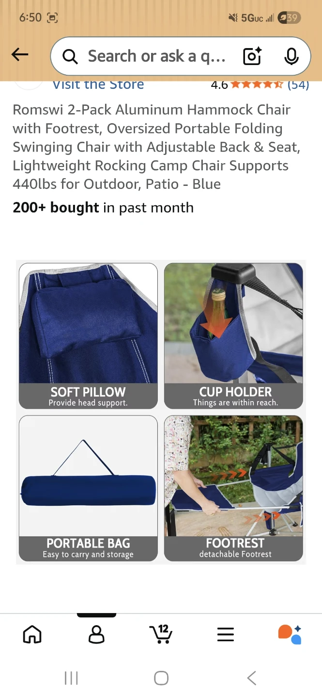 2-Pack Aluminum Hammock Chair - Blue - photo 5