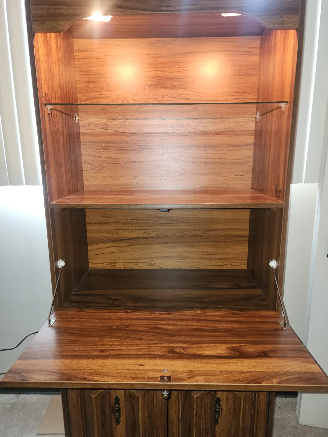 Wooden Secretary Desk with Hutch and Lights - photo 3