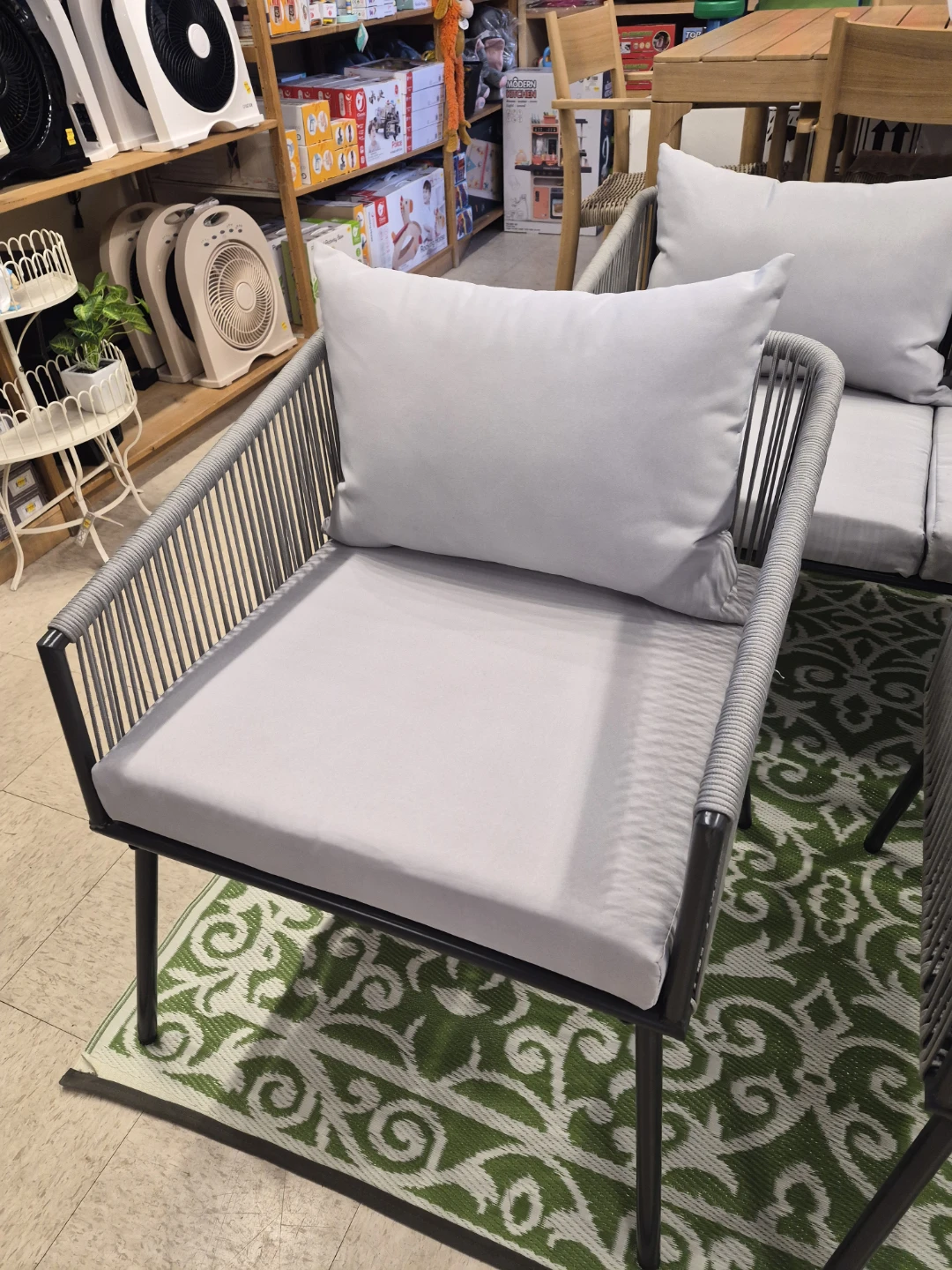 Modern Outdoor Rope Loveseat and Chairs Set with Cushions - photo 5