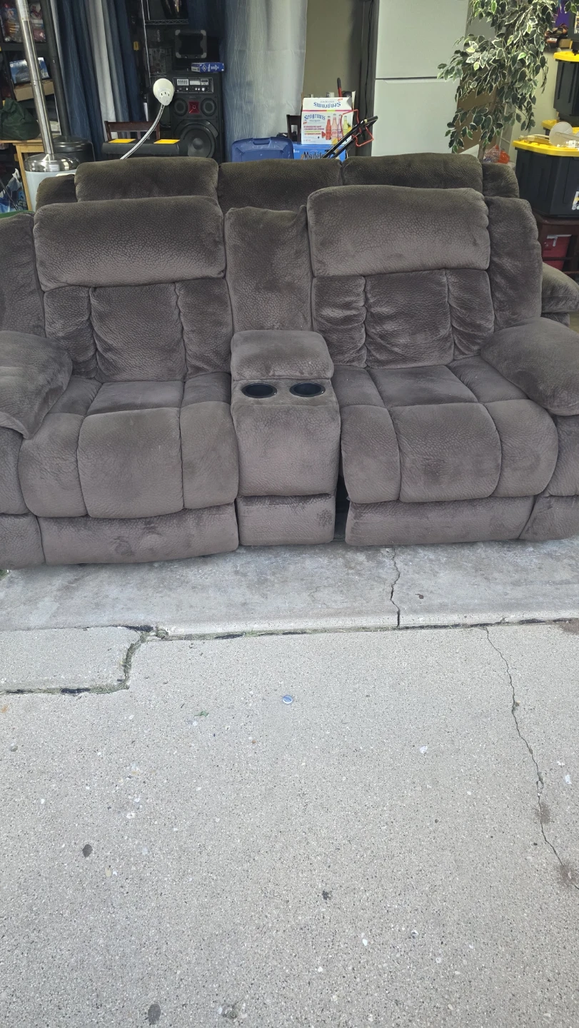 Brown Reclining Sofa with Cupholders - photo 2