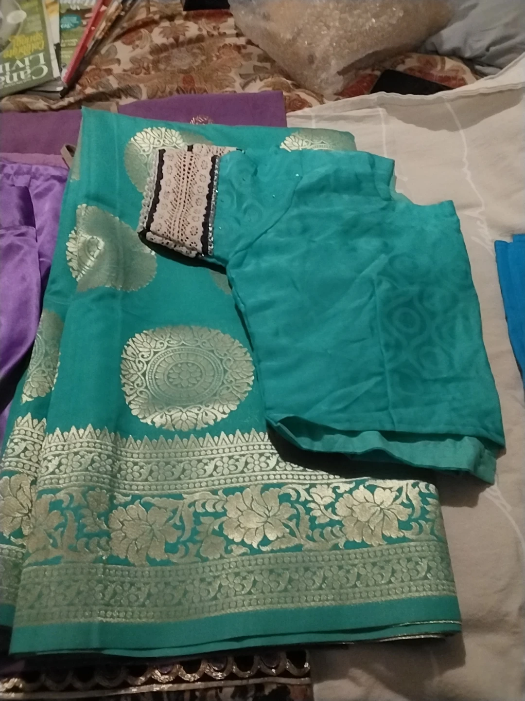 Ladies' Salwar Kameez Set - Teal & Purple - photo 3
