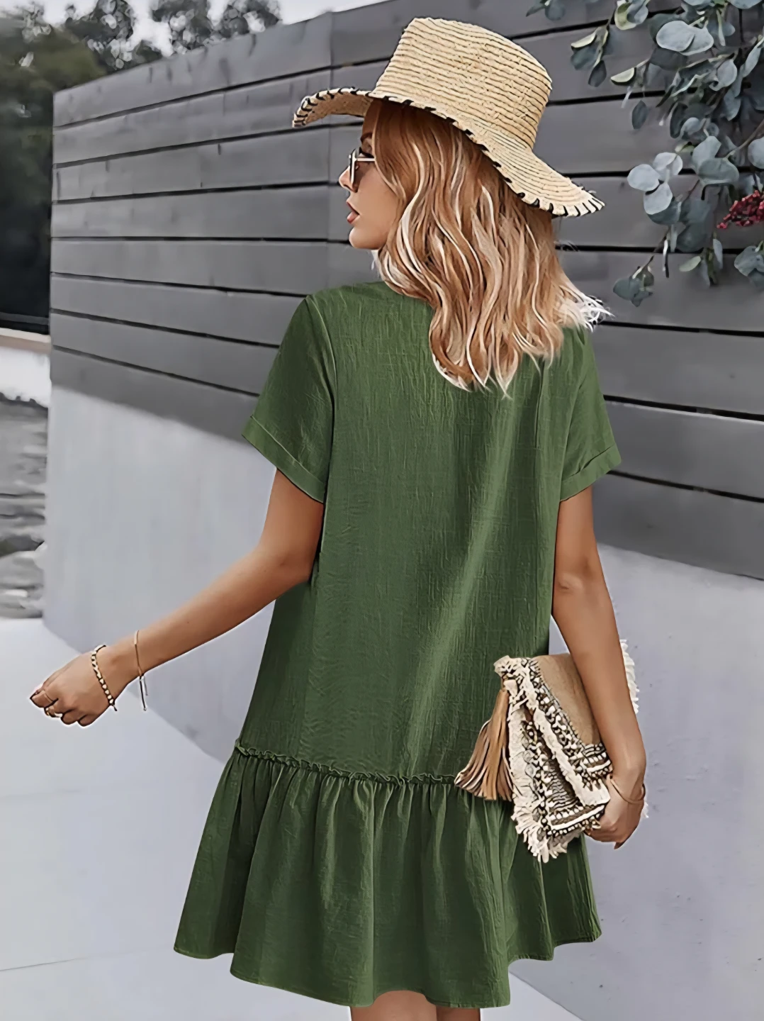 Hotouch Women Button Down Loose Summer Cotton Linen Dress - photo 2