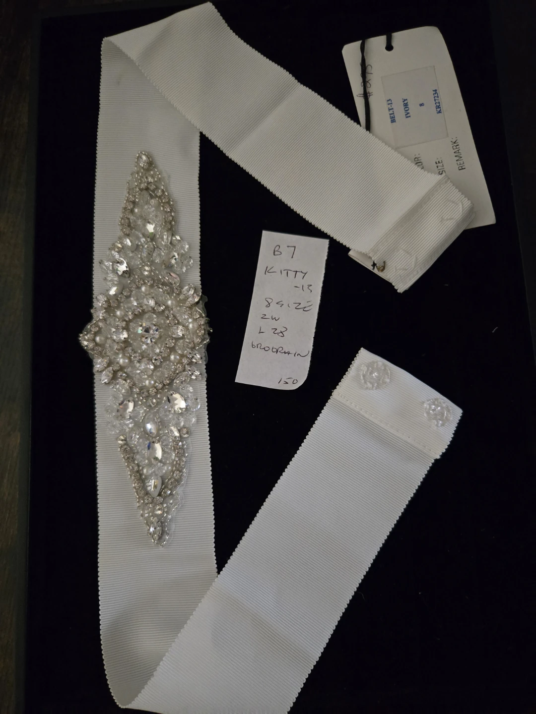 Kitty Chen Ivory Embellished Bridal Belt - Size 8