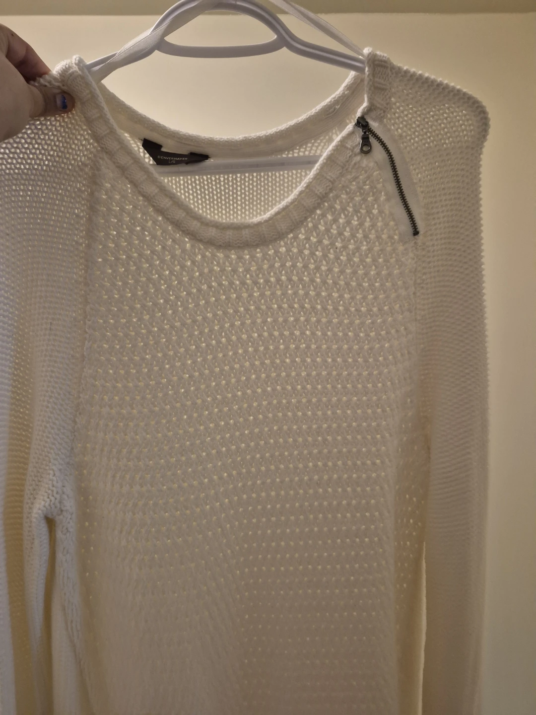 DENVER HAYES Knit Sweater with Zipper Detail - Cream - photo 3
