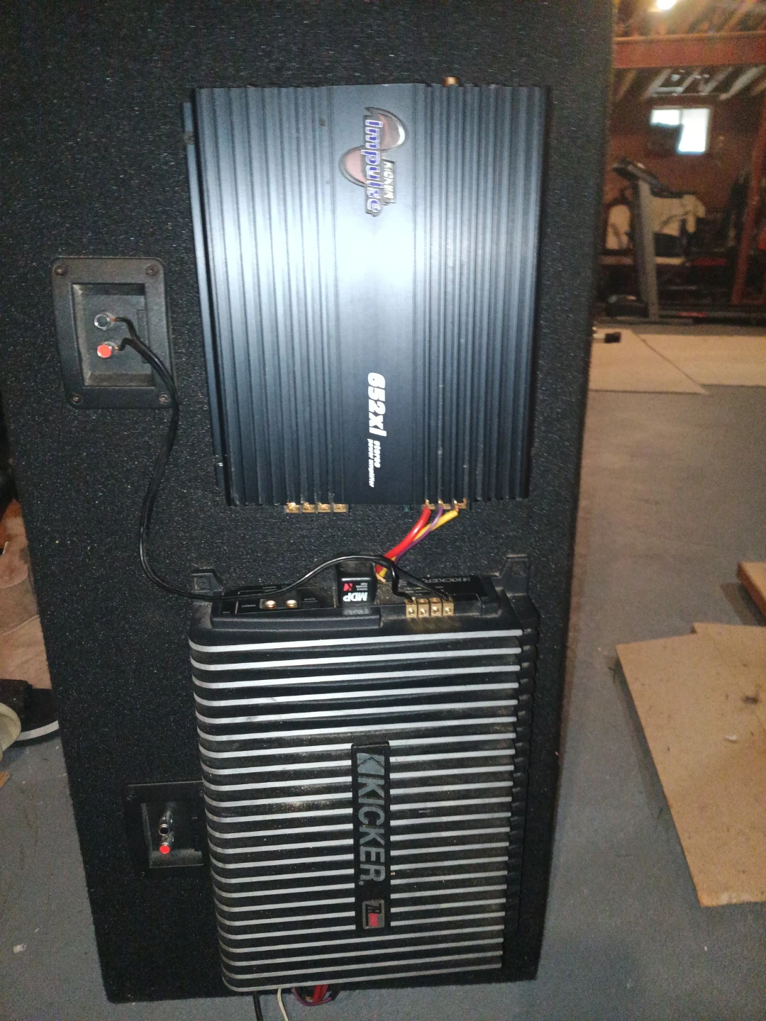 Kicker and Lanzar Car Audio Amplifiers with Lanzar Subwoofer Box