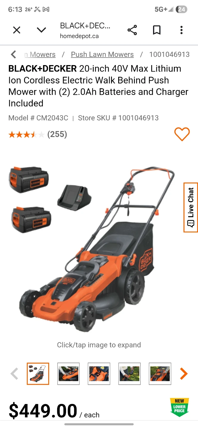 Brand new BLACK+DECKER lawn mower Cordless with 2 Batteries