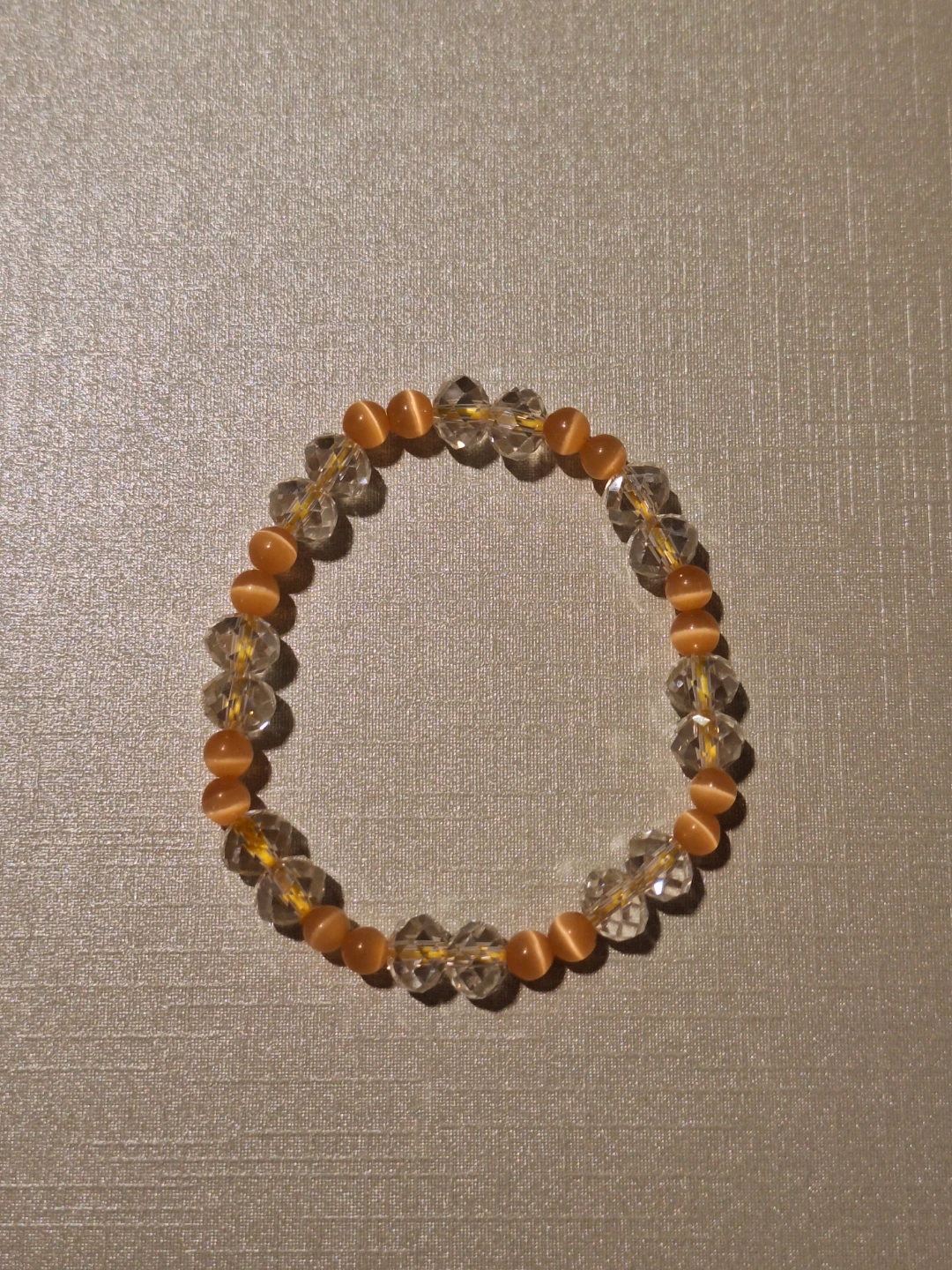 Orange & Clear Stones Beaded Bracelet