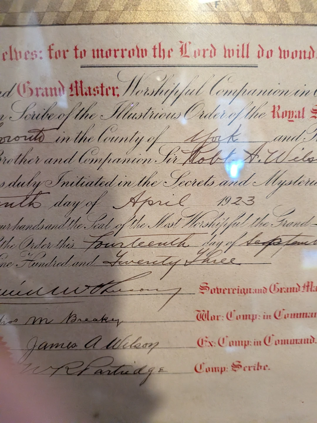 Royal Scarlet Order Certificate - 1923 - photo 5