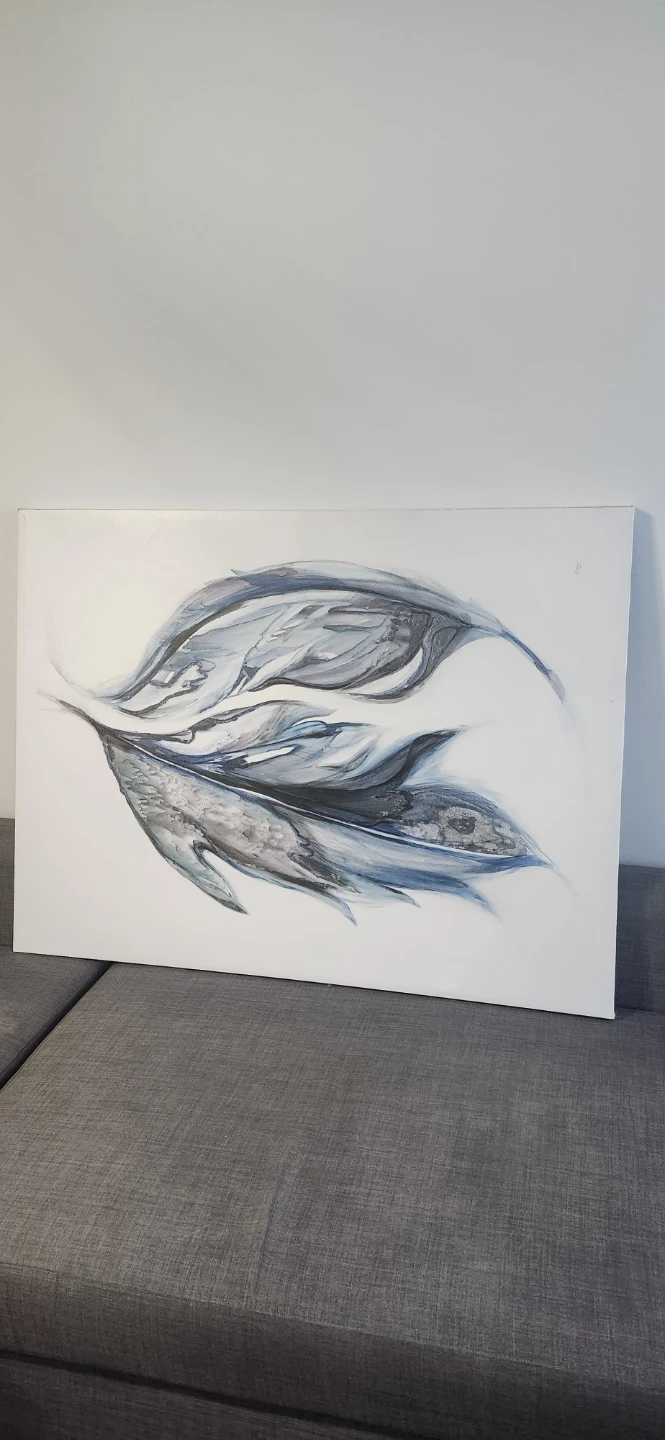 Abstract Leaf Painting on Canvas - photo 2