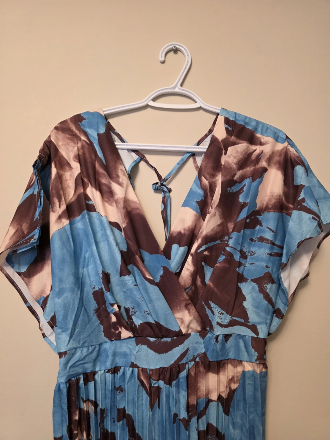 SHEIN Blue Brown Abstract Print Pleated Jumpsuit Size L - photo 2