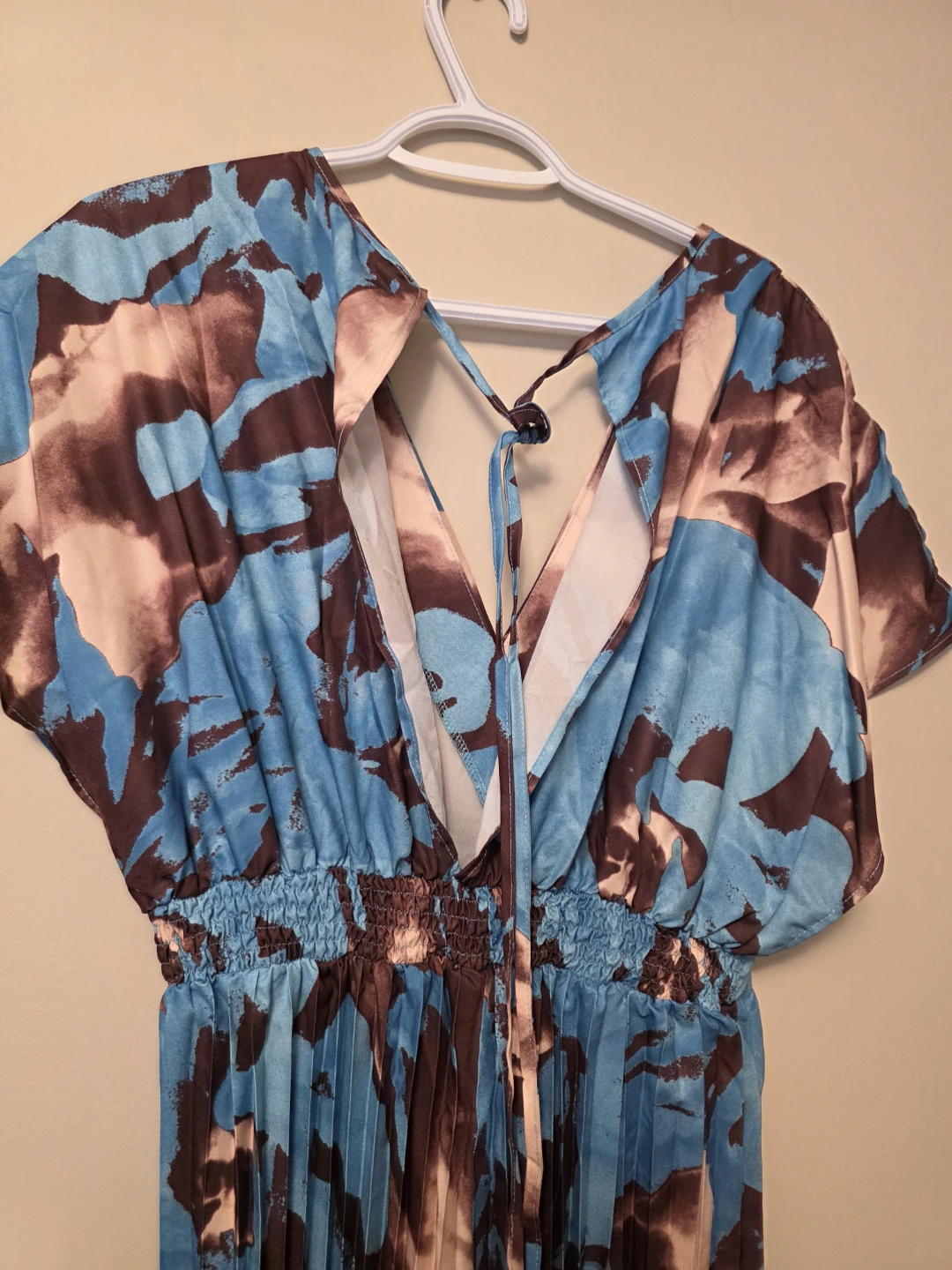 SHEIN Blue Brown Abstract Print Pleated Jumpsuit Size L - photo 4