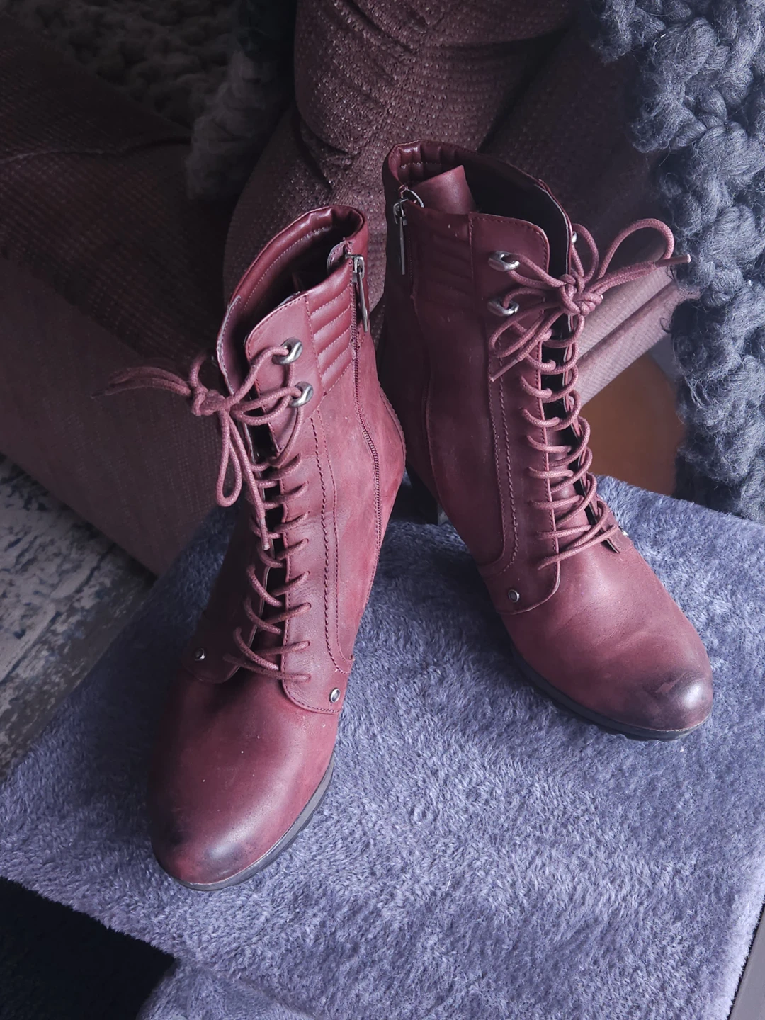 Blondo Burgundy Lace-Up Heeled Ankle Boots - photo 3