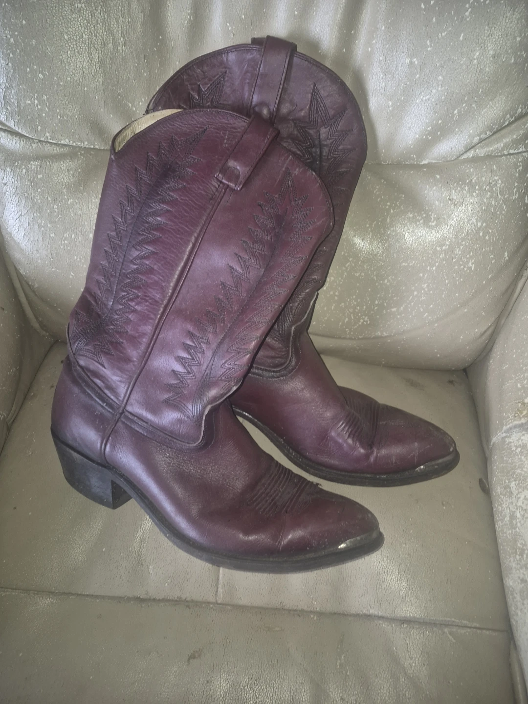 Maroon Leather Cowboy Boots