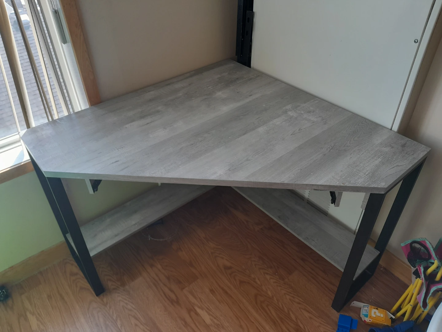 Grey Wood Corner Desk
