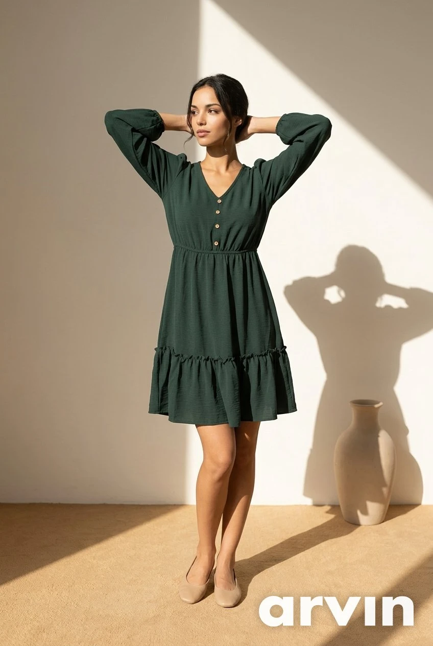 Arvin Women's Green Textured Mini Dress