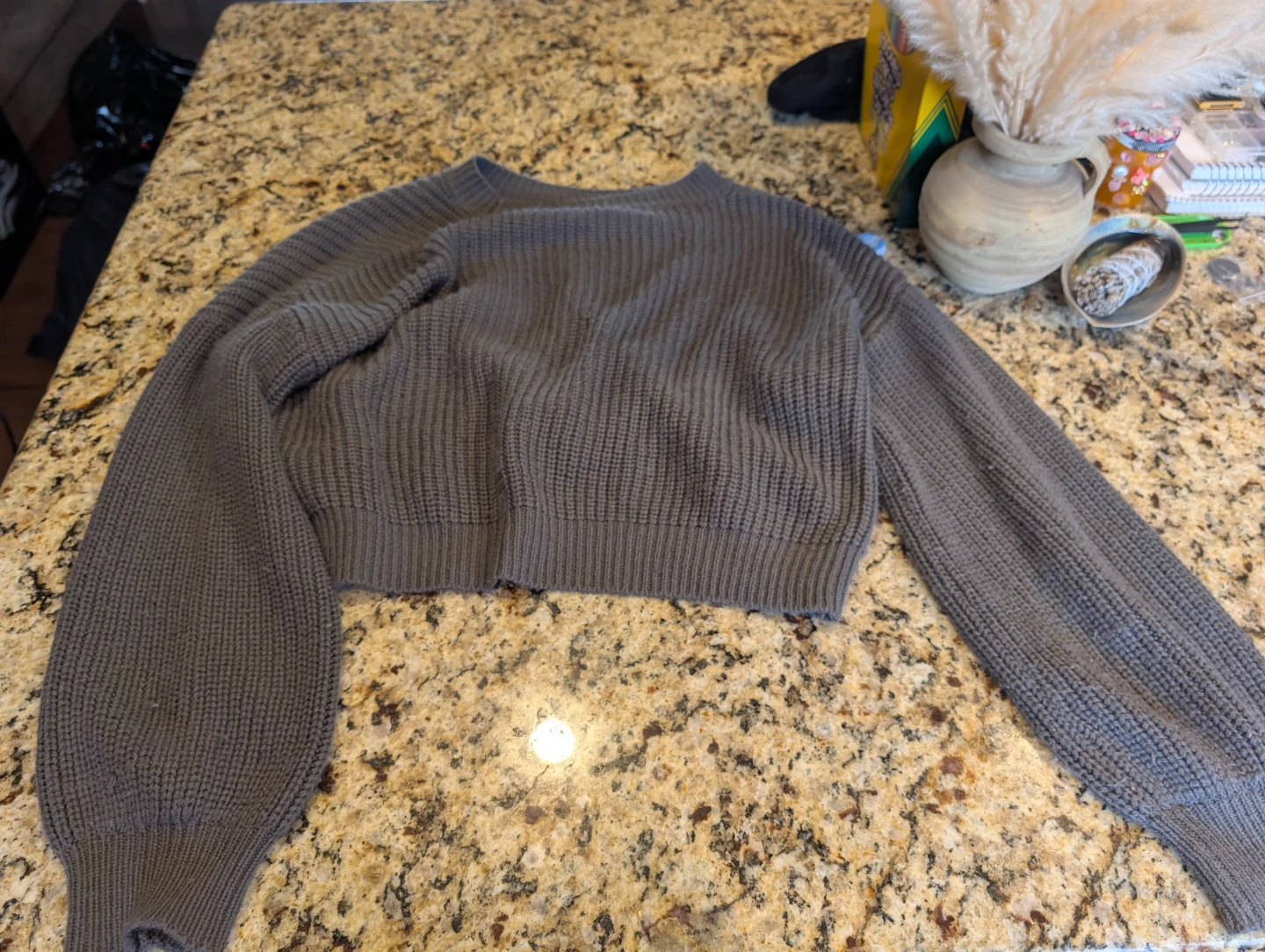 Cream and Grey Cropped Sweaters - photo 3