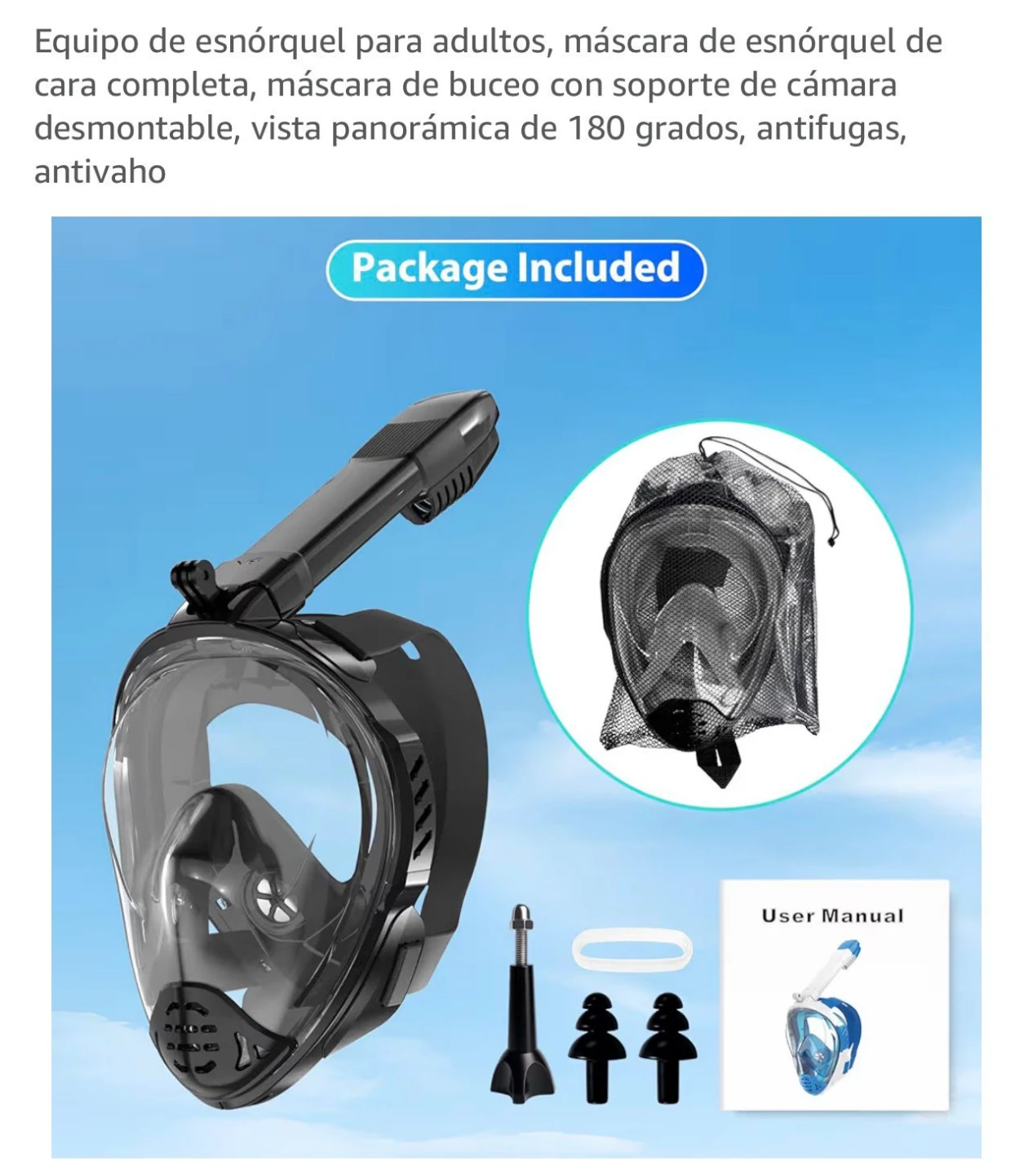 Jwintee Full Face Snorkel Mask with Mount - photo 2