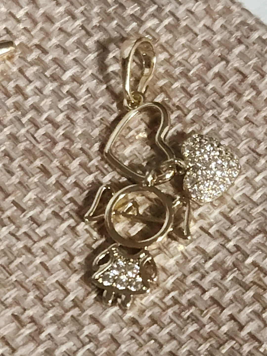 14k layers of Gold ,Pendant with CZ Heart and Girl Charm