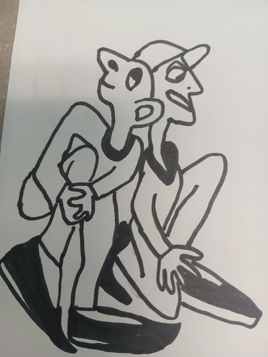 Hand-drawn Sketch of Two Figures