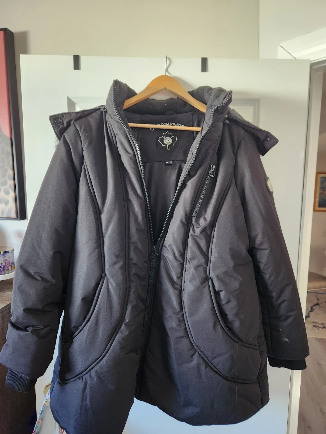 Oppenheimer Black Puffer Winter Coat XL/TG
