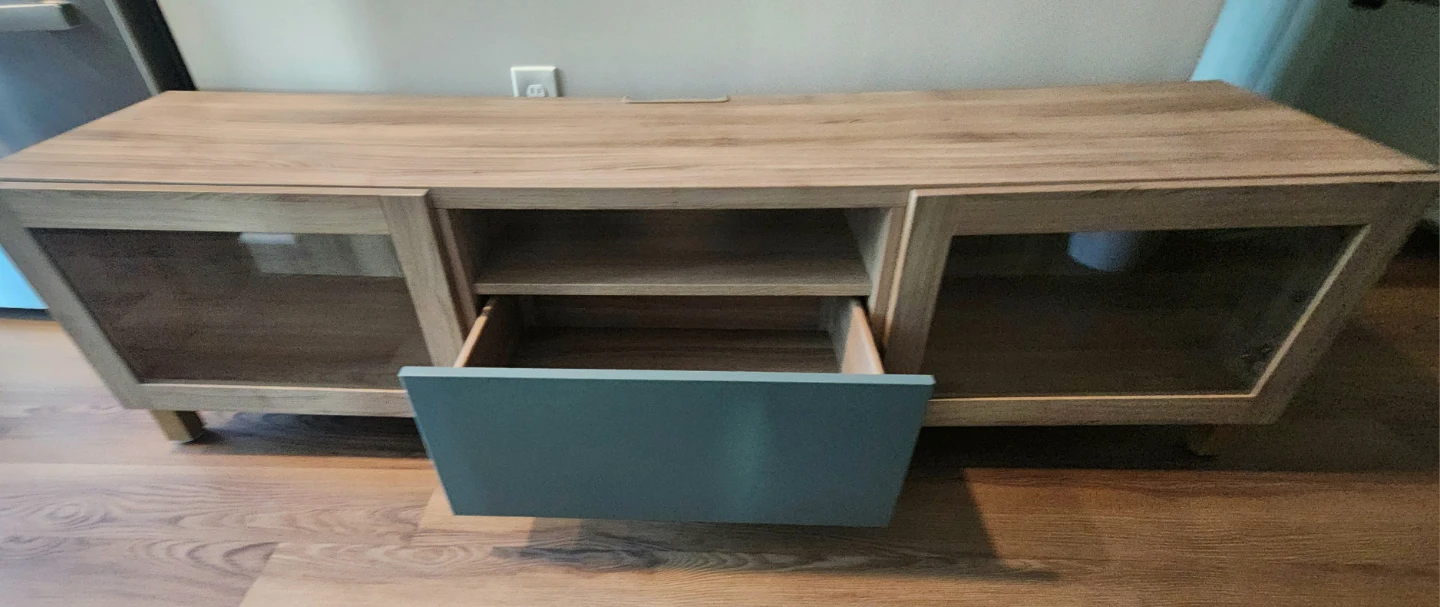 Wood Media Console with Glass Doors 72" - photo 2