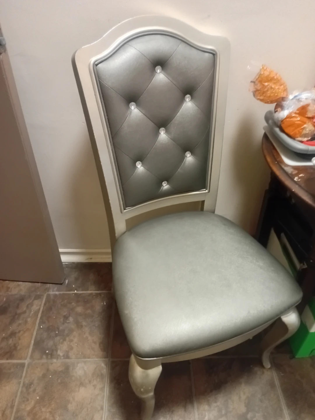 Set of 2 Tufted Dining Chairs - Grey - photo 2