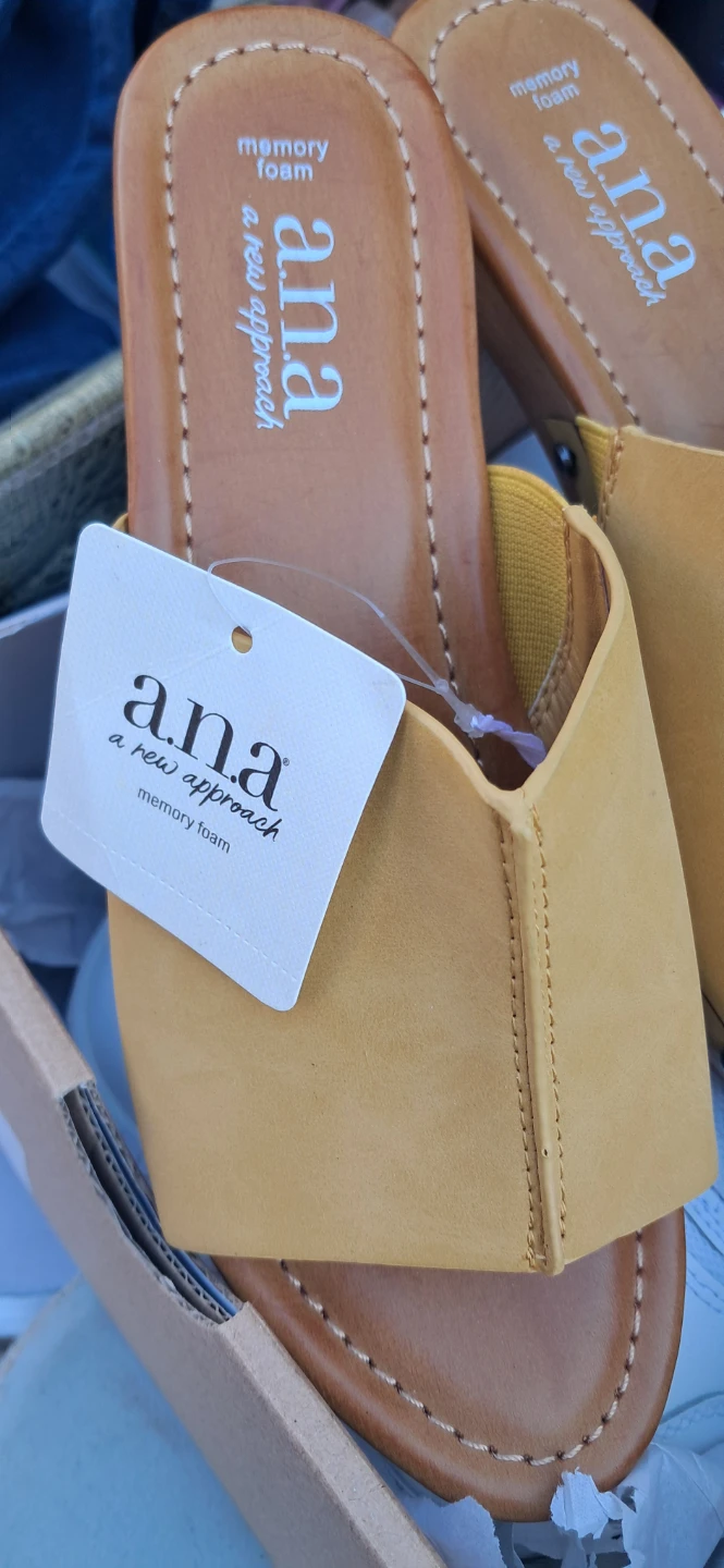ANA A New Approach Mustard Memory Foam Wedge Sandals - photo 2