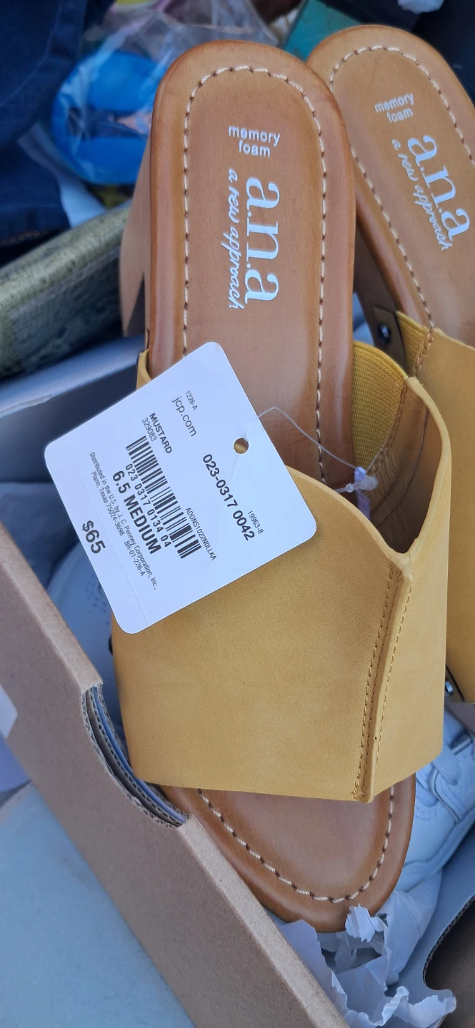 ANA A New Approach Mustard Memory Foam Wedge Sandals - photo 3
