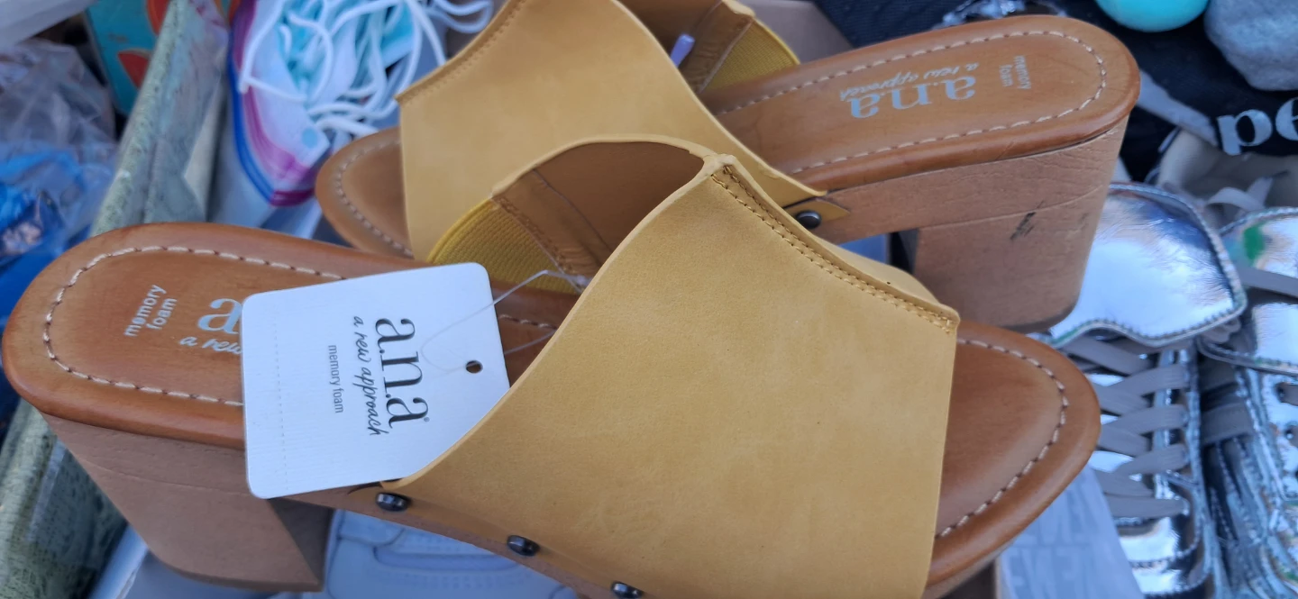 ANA A New Approach Mustard Memory Foam Wedge Sandals - photo 4
