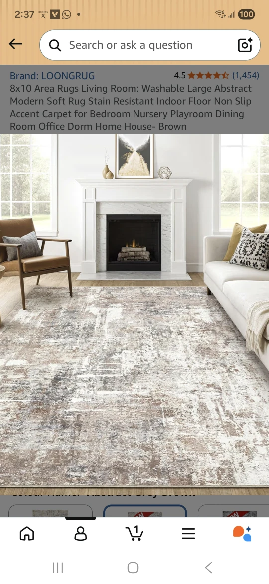 LOONGRUG 8x10 Washable Area Rug