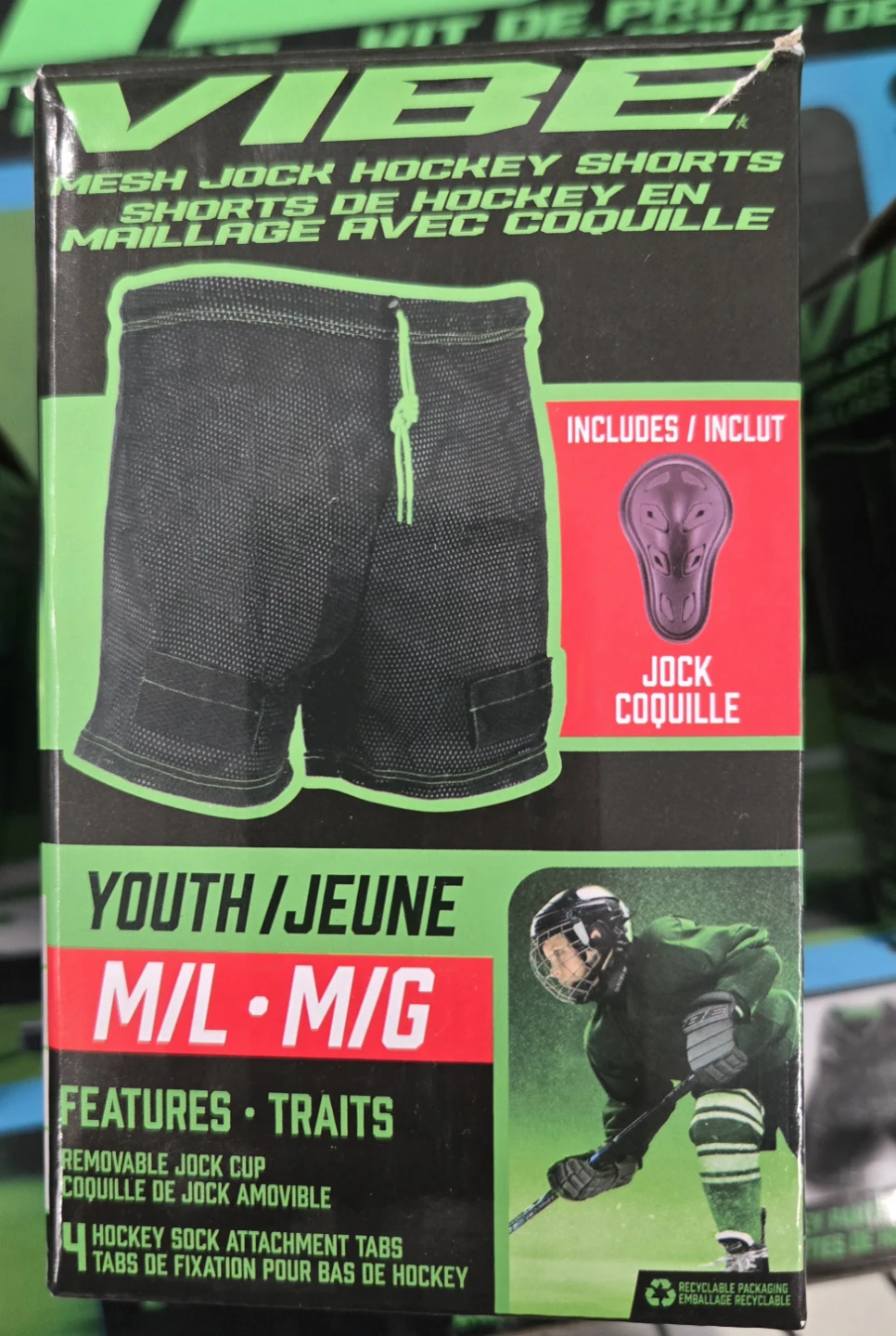 Vibe Youth Hockey Jock Shorts with Cup