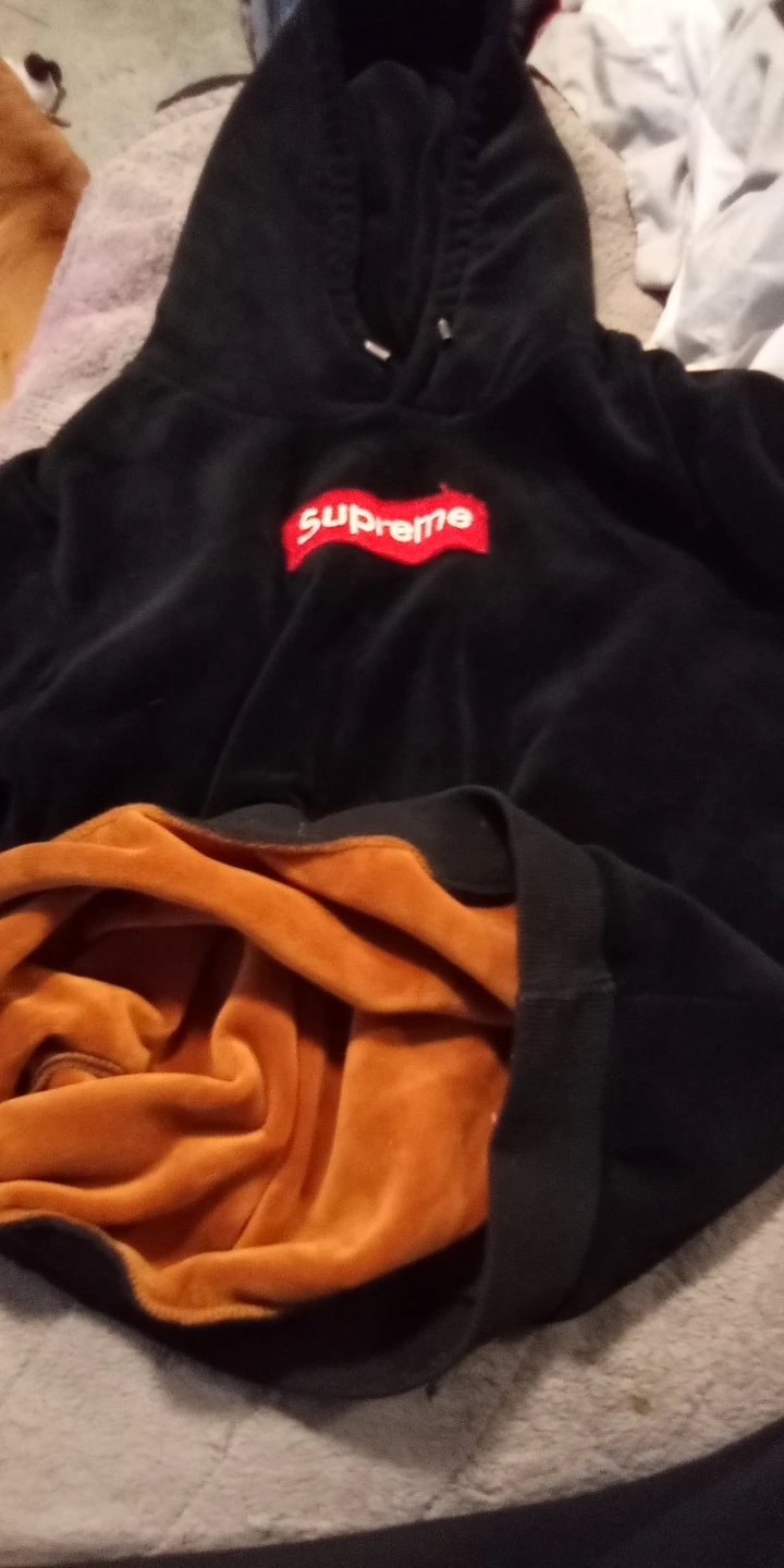 Black Velour Supreme Box Logo Hoodie - photo 2