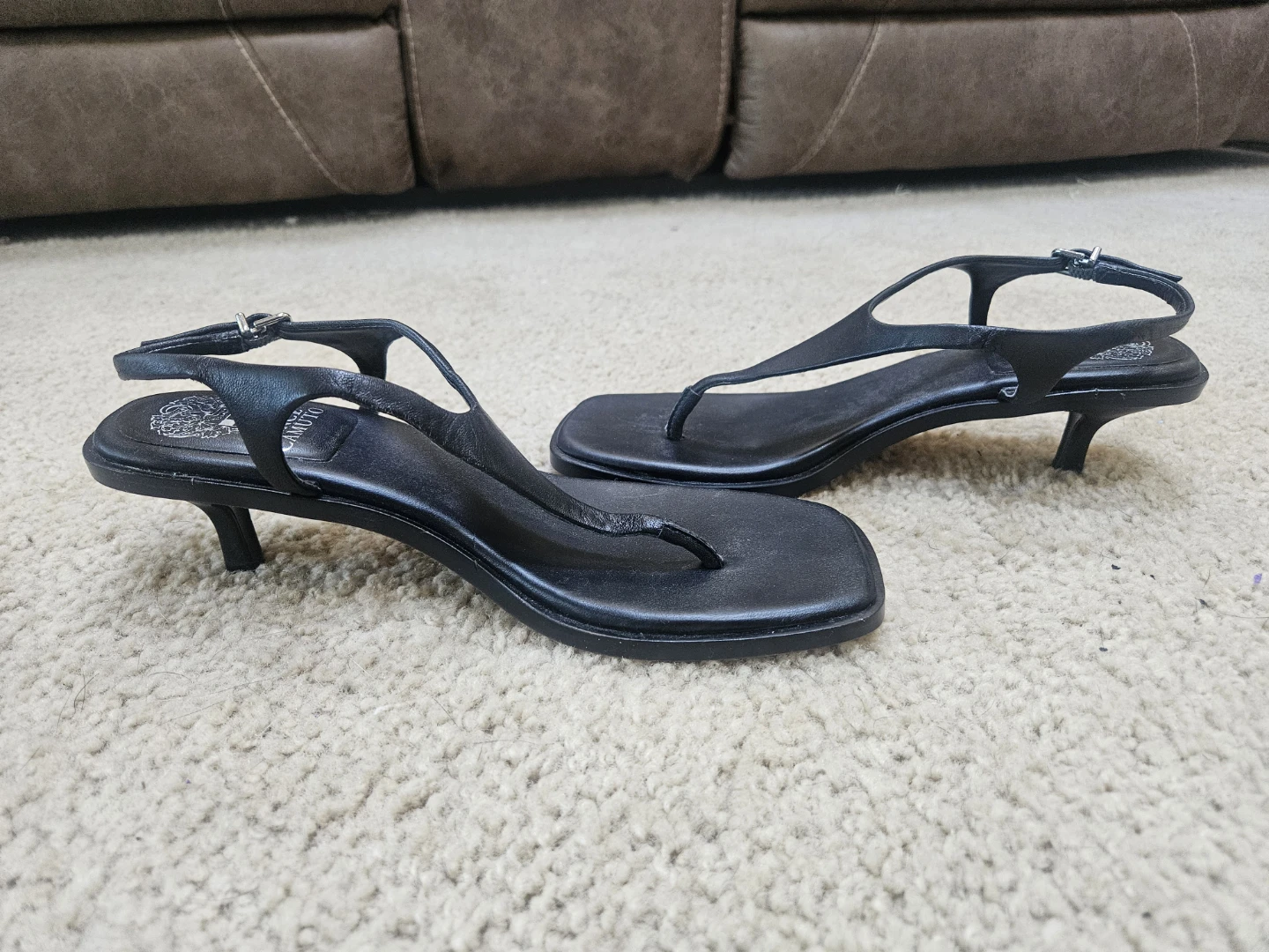 Vince Camuto Black Thong Heeled Sandals