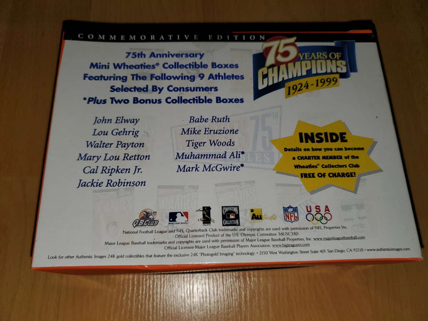 1999 Tiger Woods Wheaties 75th Anniversary Collectors Box - photo 5
