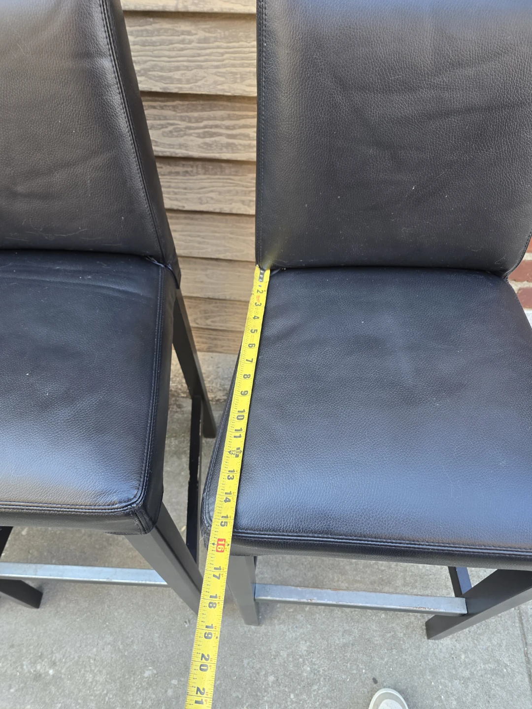 Set of 4 Black Faux Leather Bar Stools