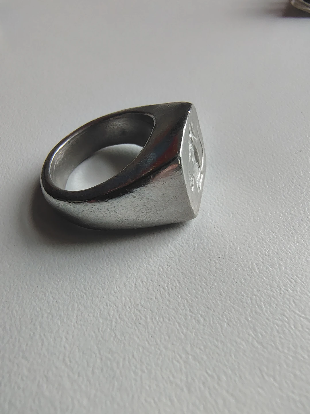 Night Mouse Signet Ring -Pewter- Size 7 - photo 4