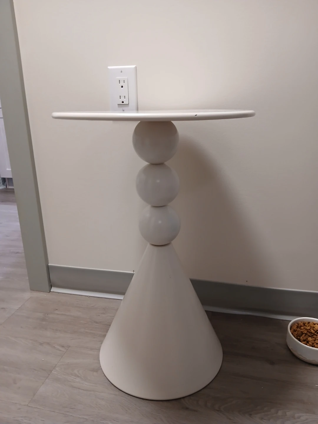 White Pedestal Accent Table - photo 2