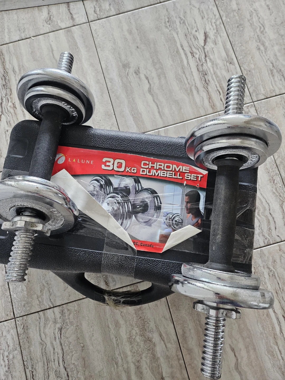La Lune 30kg Chrome Dumbbell Set with Case