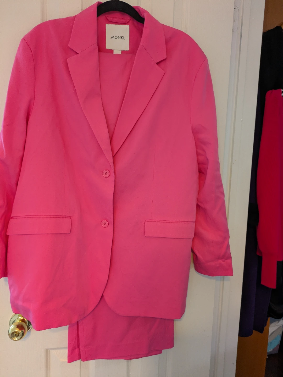 Monki Pink Blazer and Wide pants Set- Size M