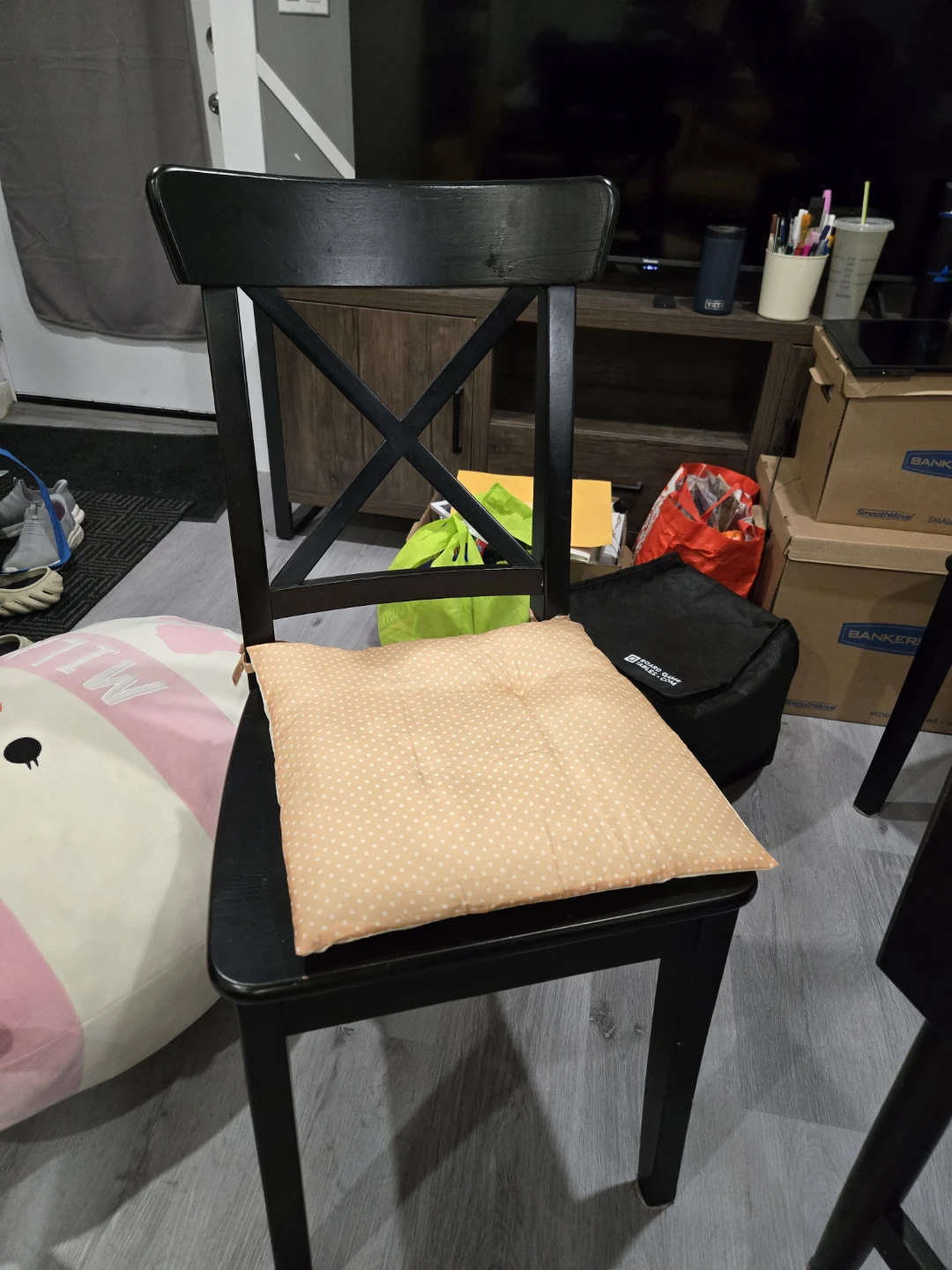 Black Wooden Drop-Leaf Table with Drawer - photo 5