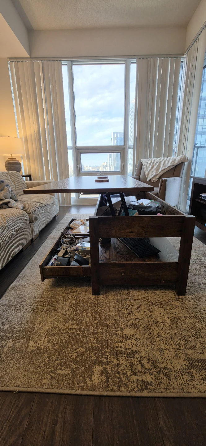 47" Lift Top Coffee Table with Drawers and Hidden Compartment - photo 4