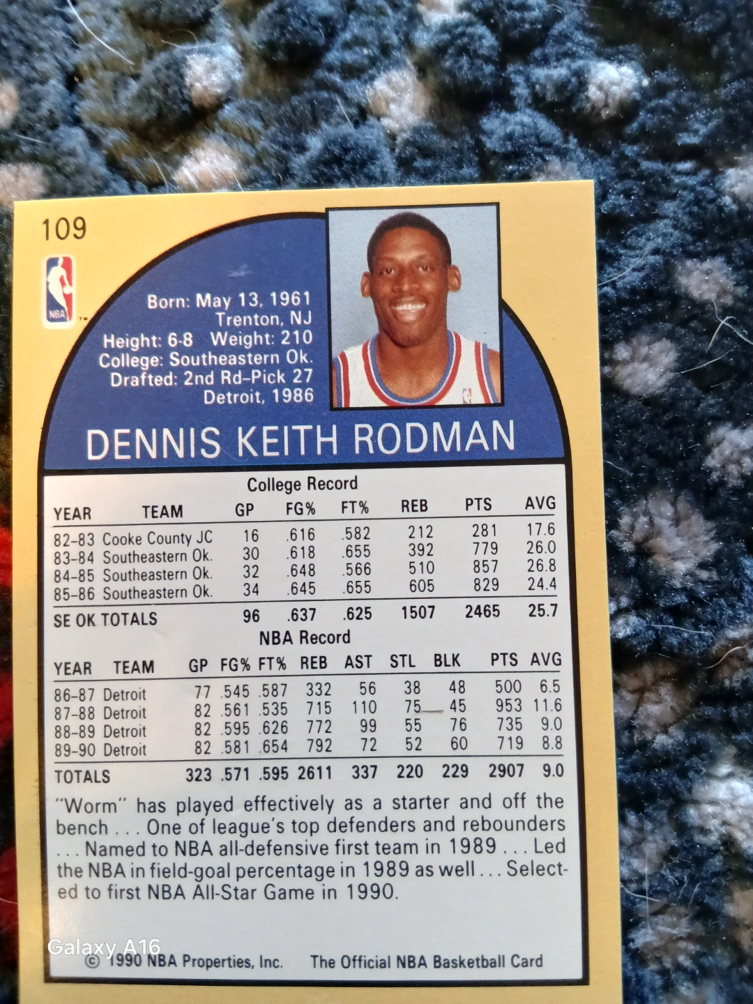 Dennis Rodman 1990 NBA Hoops Card - photo 2