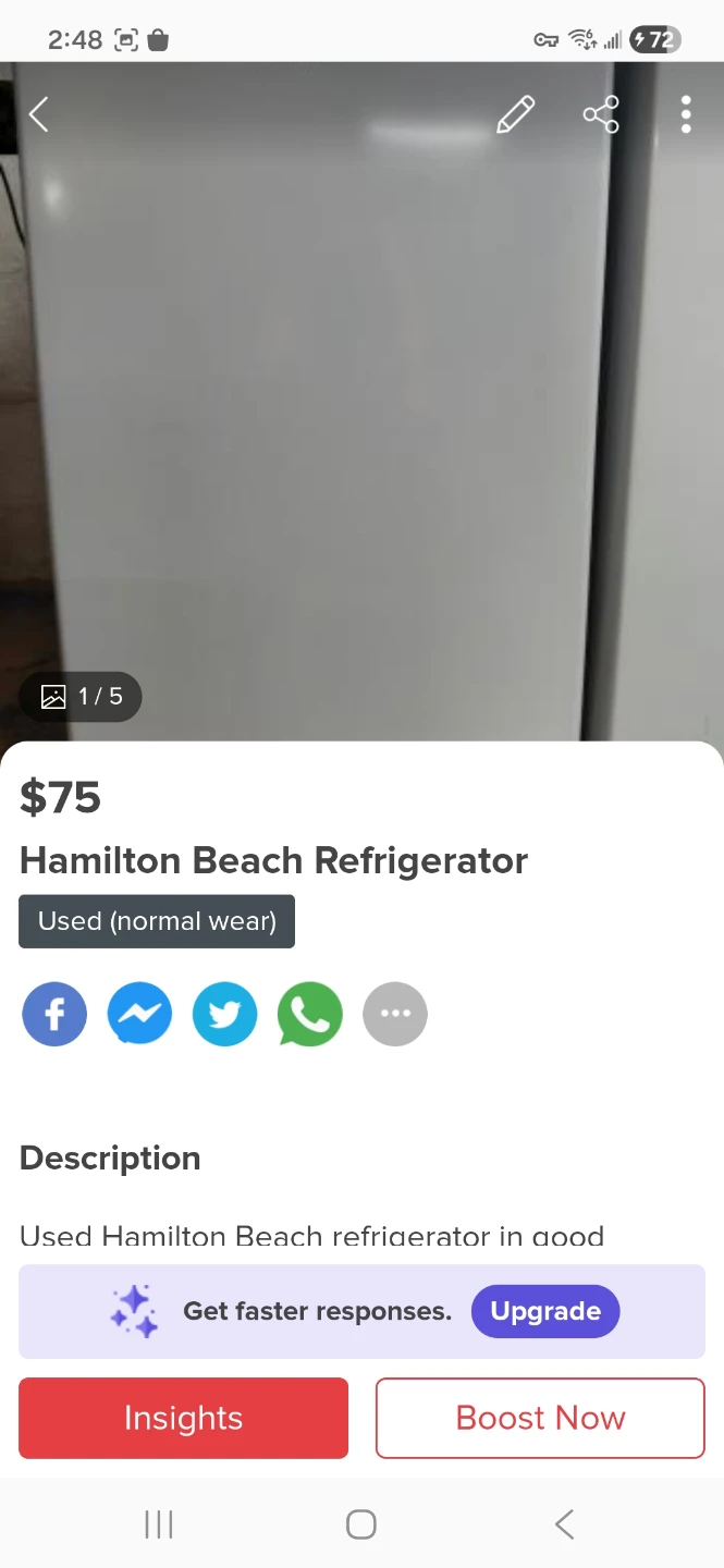 Hamilton Beach Mini Fridge