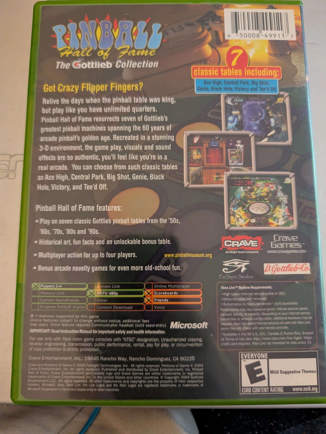 Xbox Pinball Hall of Fame The Gottlieb Collection Video Game - photo 3