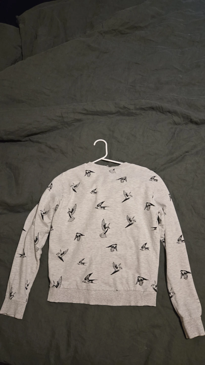 Grey Bird Print Crewneck Sweatshirt - Size S - photo 2