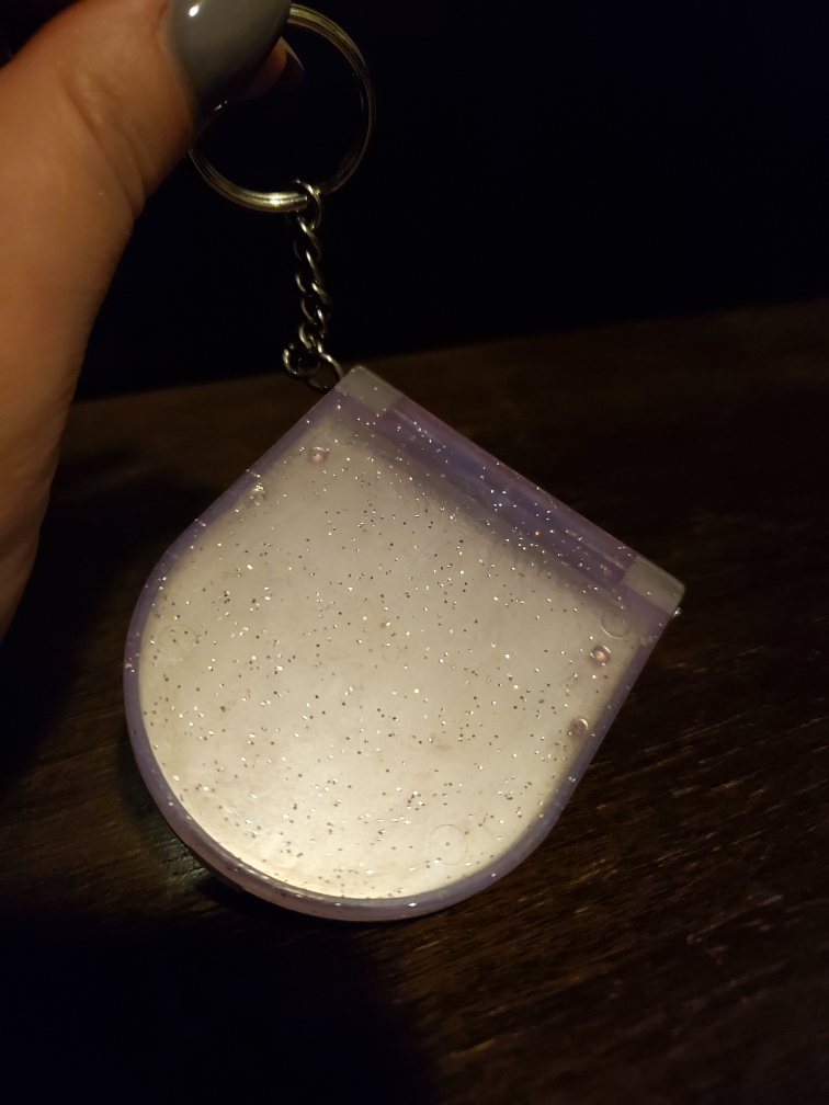 Purple Glitter Compact Mirror Keychain