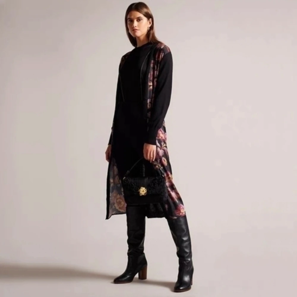 Ted Baker Womens Black Maiybel Longline Woven Cardigan dress