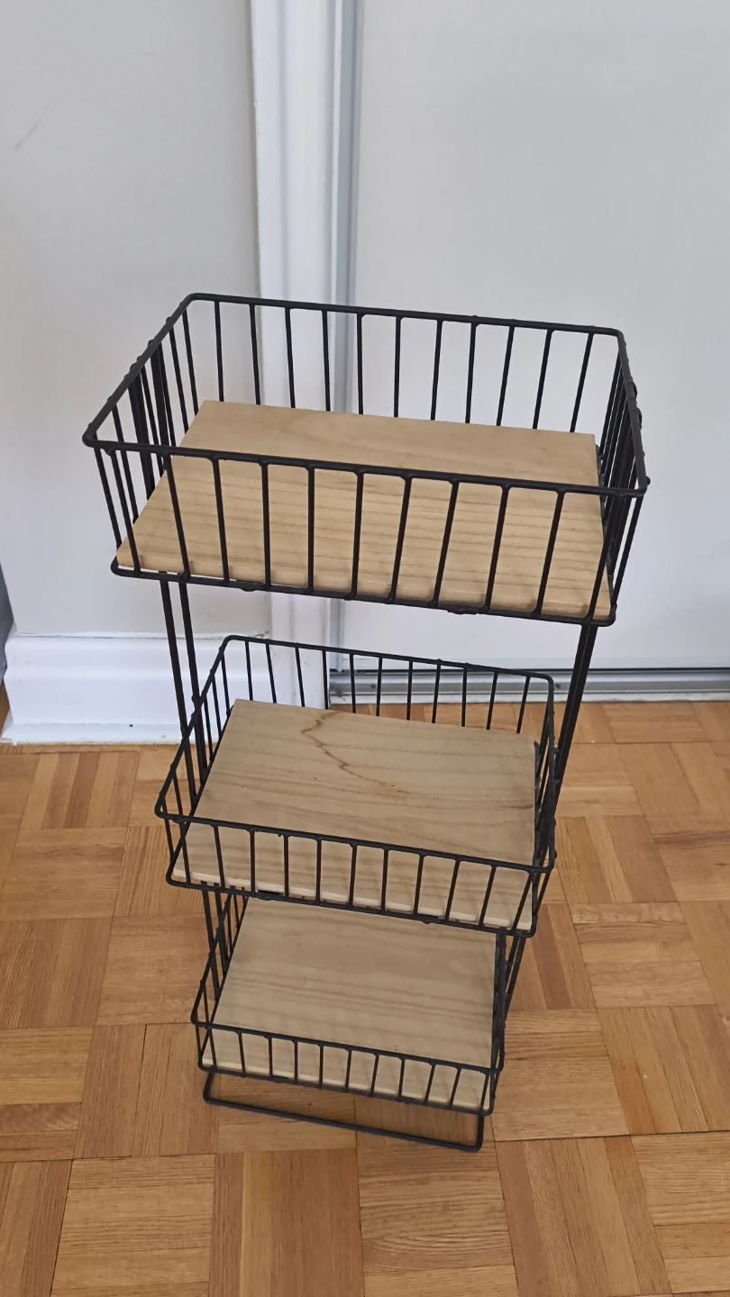 3-Tier Bathroom Shelf with Wood Inserts