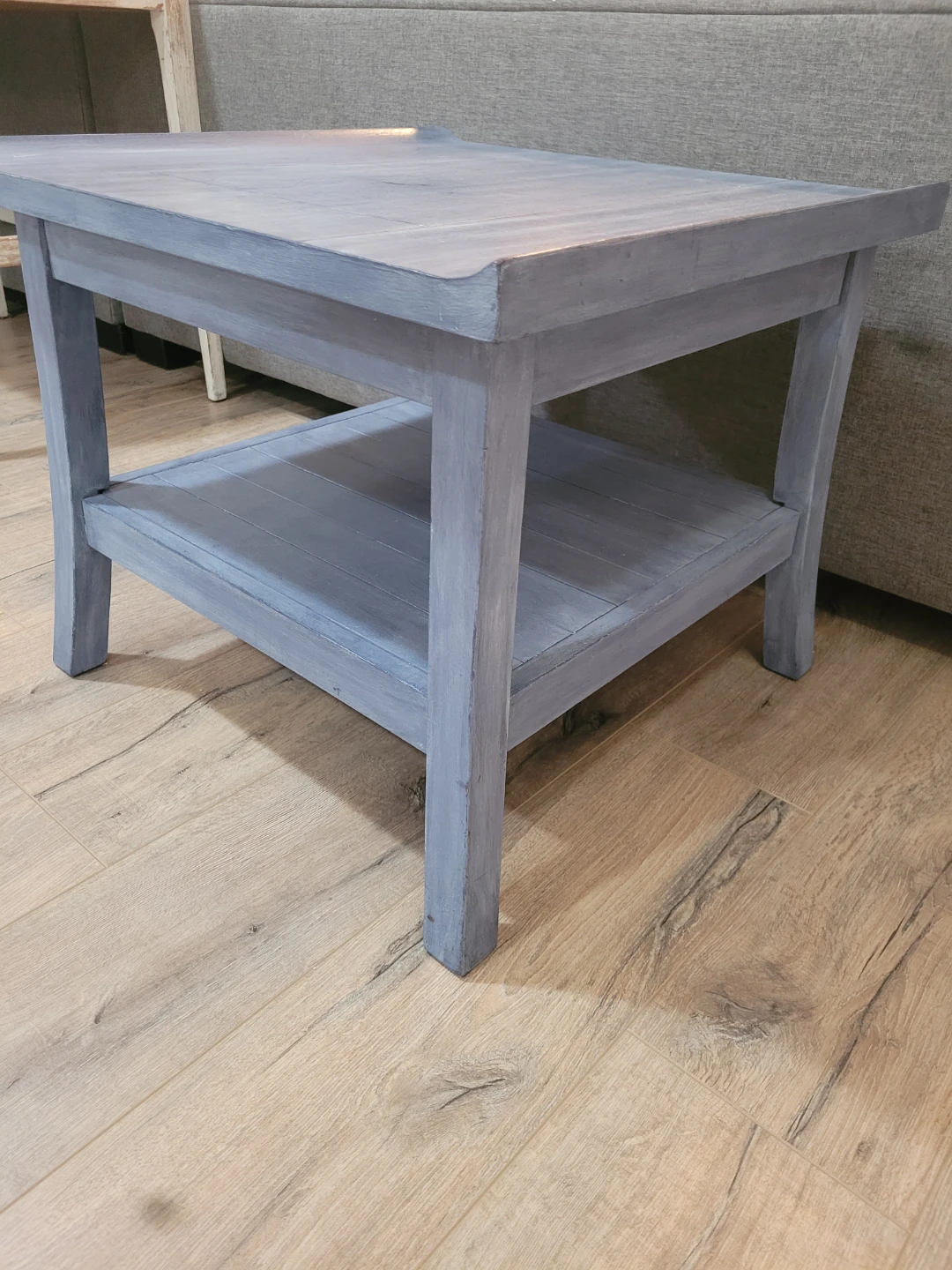 Grey / Blue End Table with Shelf