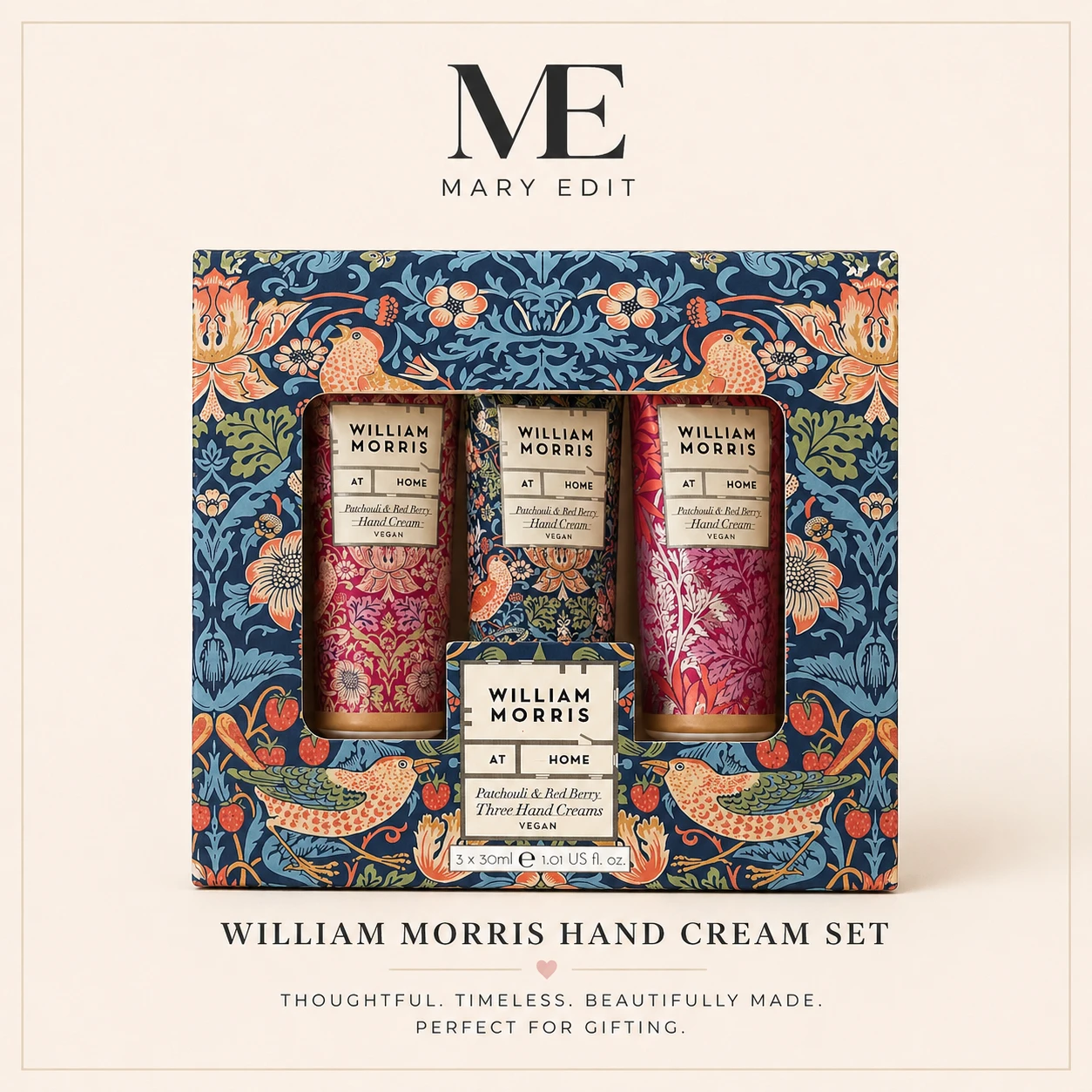 William Morris Hand Cream Set - Patchouli & Red Berry
